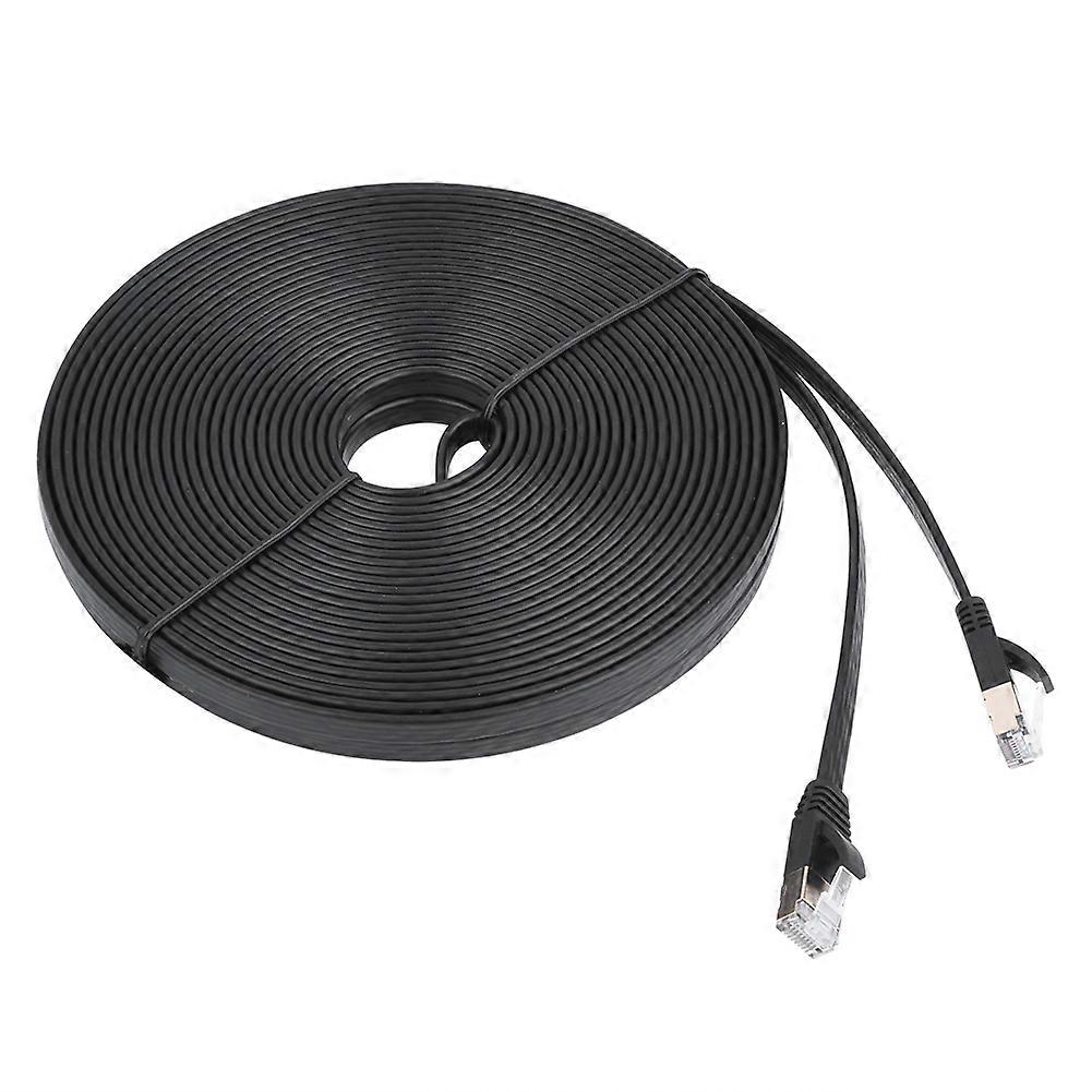 CAT7 RJ45 600MHz Câble Réseau LAN Blindé Patch Cordon Ethernet Plat 15m