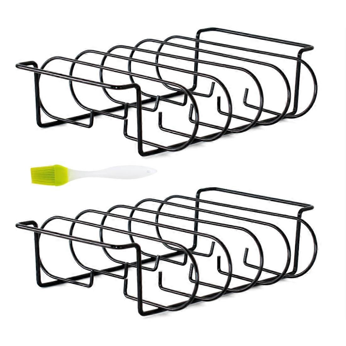 2 τεμ Rib Rack για ψησταριά κάρβουνου καπνιστή αερίου, μπάρμπεκιου Standing Rib Rack για κάπνισμα &; ψήσιμο, κρατά 4 R