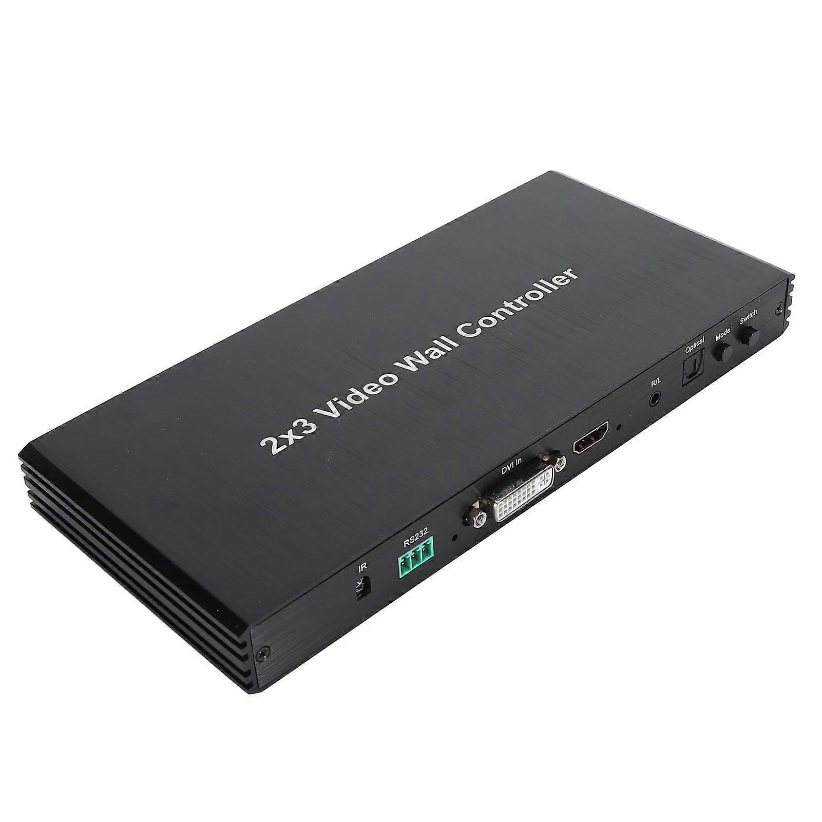 2x3 Video Wall Controller HD Multimedia Interface DVI RS232 Input 1080P HD Seamless Splicing Professional Processor 100240V UK Plug