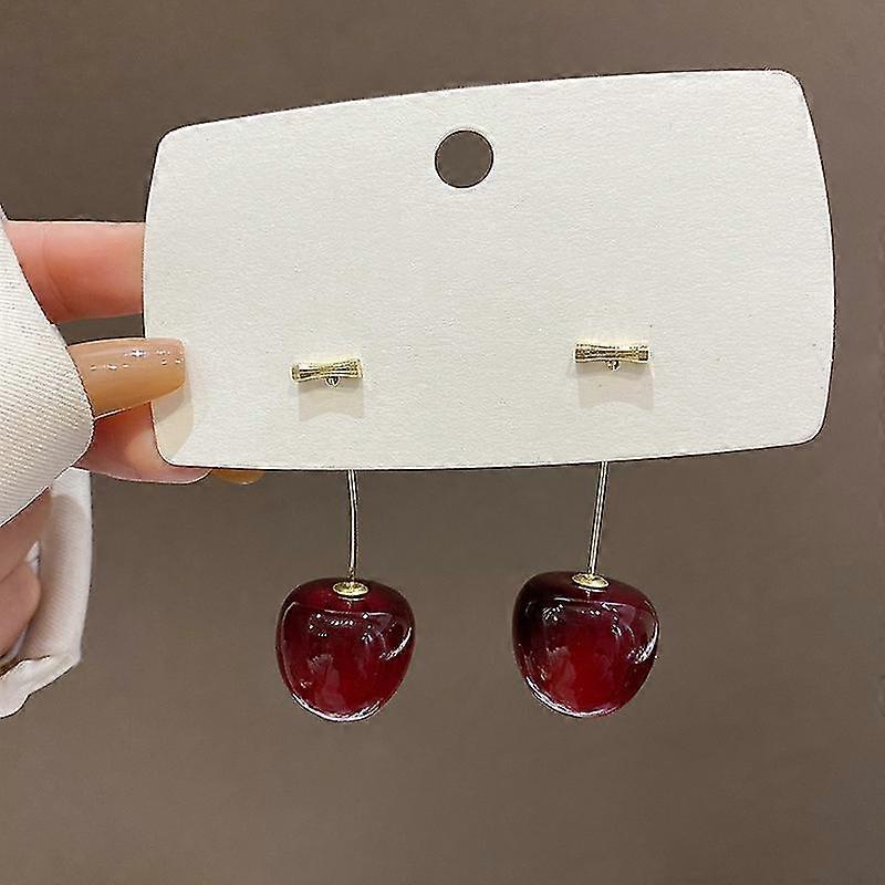 Kirsebær øredobber for kvinner, søte kirsebær øredobber, 3d kirsebær dråpe øredobber, tropiske kirsebær øredobber studs, kirsebær smykker gaver-YuJia