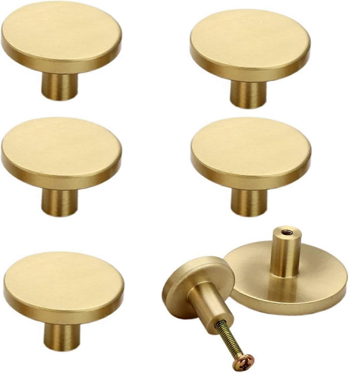 6 pcs Gold Cabinet Knobs,Brass Solid Drawer Knobs,Gold Knobs for Bathroom Cabinet