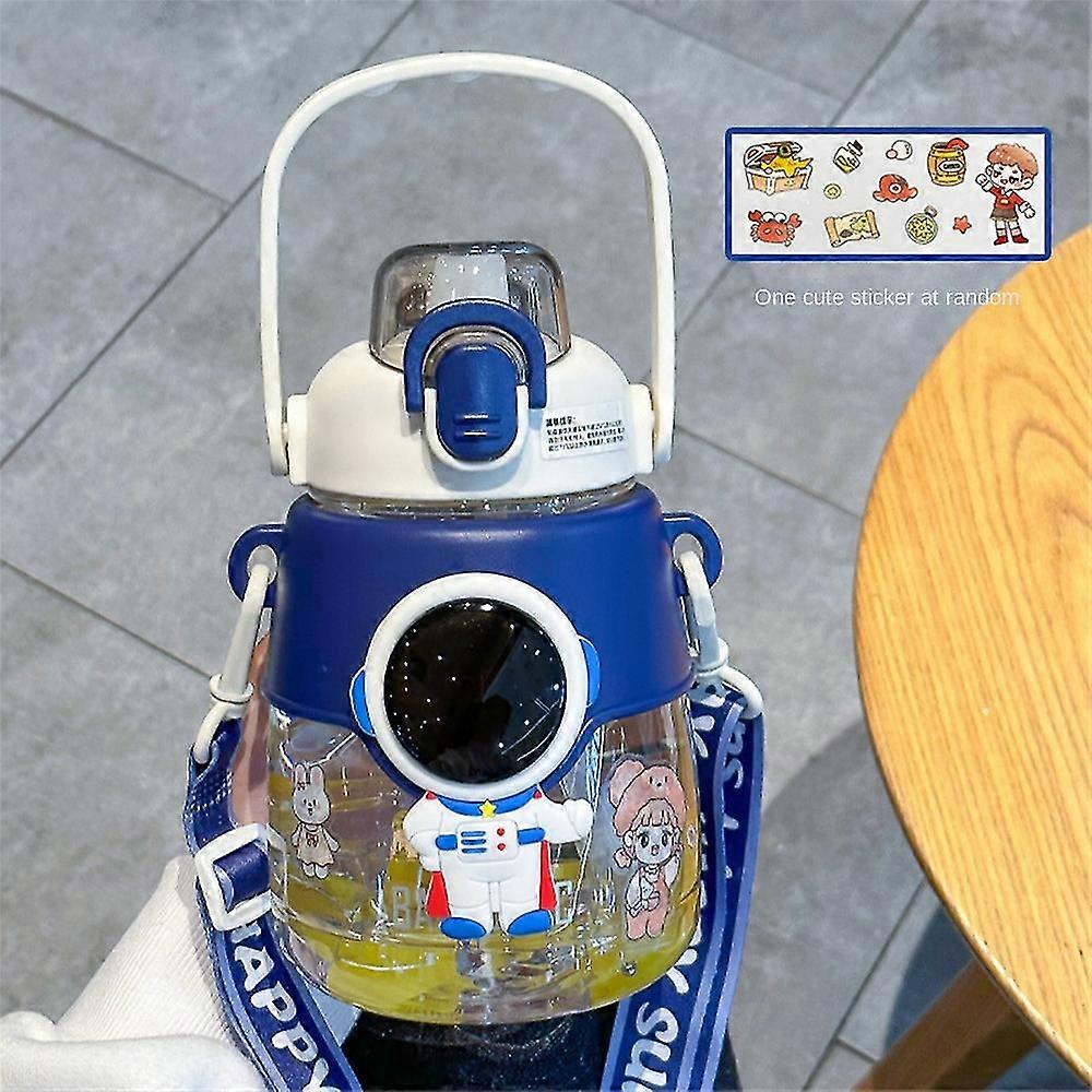 Gyerekeknek Űrhajós műanyag szívószál csésze vízforraló edény Aranyos űrcsészék Travel Tea csésze 1200ml női kültéri csésze Sport vizes palack
