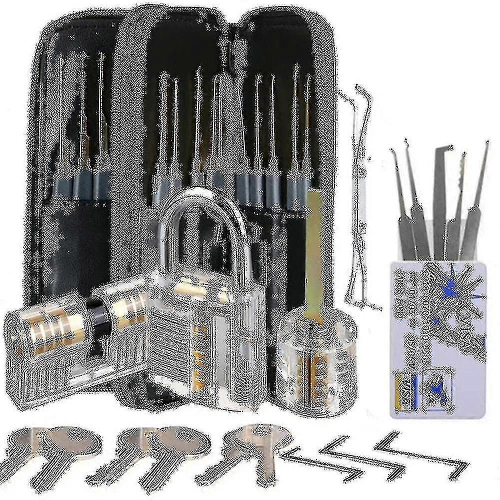 30-piece Lock Picking Kit 3 Transparent Practice Locks For Beginners And Locksmith Training