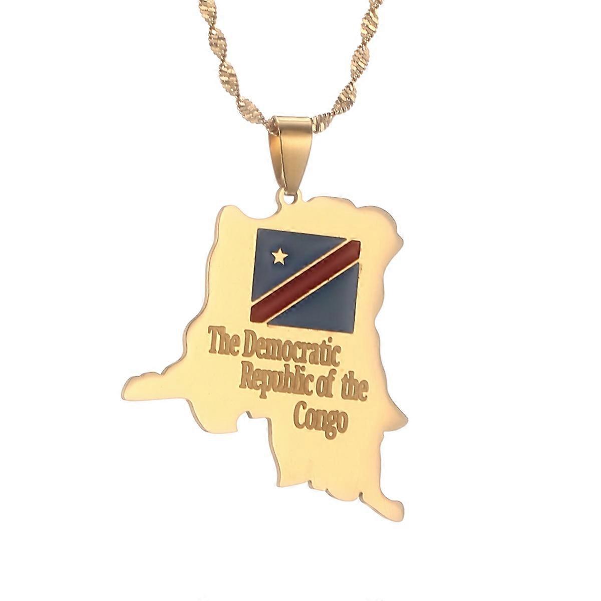 República Democrática do Congo Mapa Pingente Colar RDC Jóias
