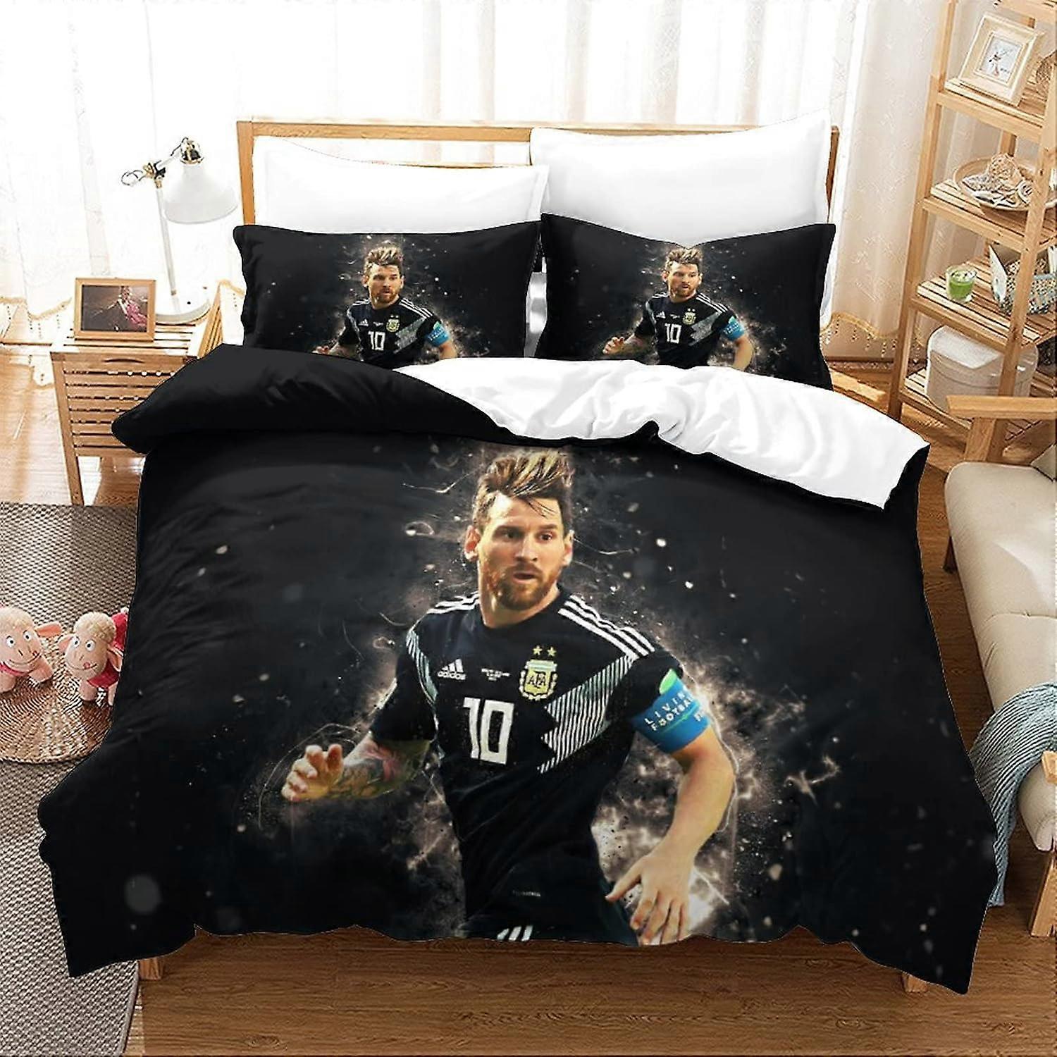 Messi Duvet Cover with Pillowcases, World Cup Champion Bedding Set