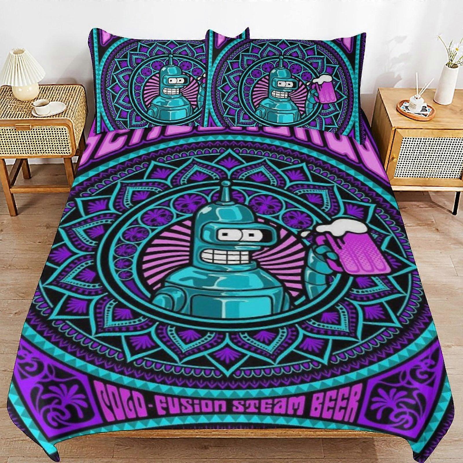 x157 Futurama Comforter Set 3 Pieces Quilt Cover Set Soft Bedding Sets for All Seasons (1 Comforter 2 Pillowcases) hb157