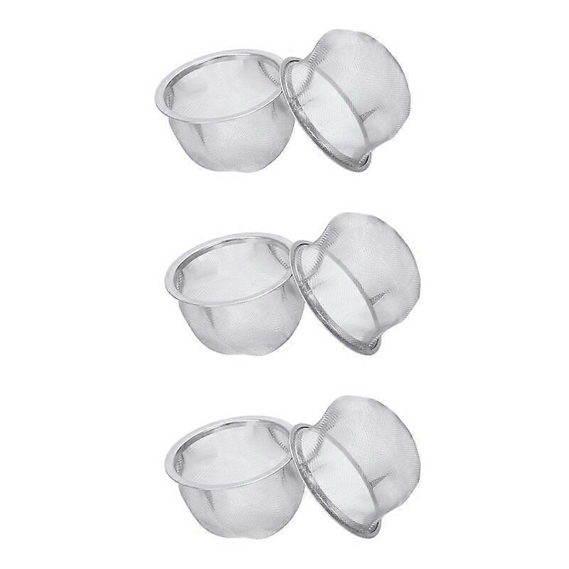 6 Pcs Stainless Steel Drainer Mesh Tea Strainer Teapot Filter Silver