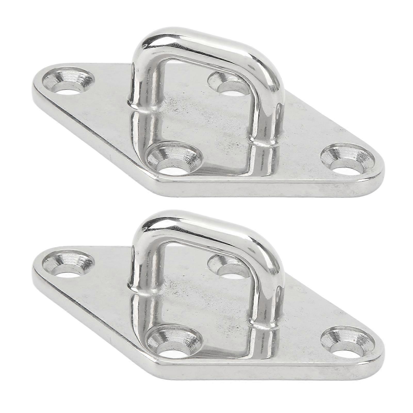 2 Pcs Ceiling Hook Pad 316 Stainless Steel Eye Plate Top Mount Hanger Hook for Marine