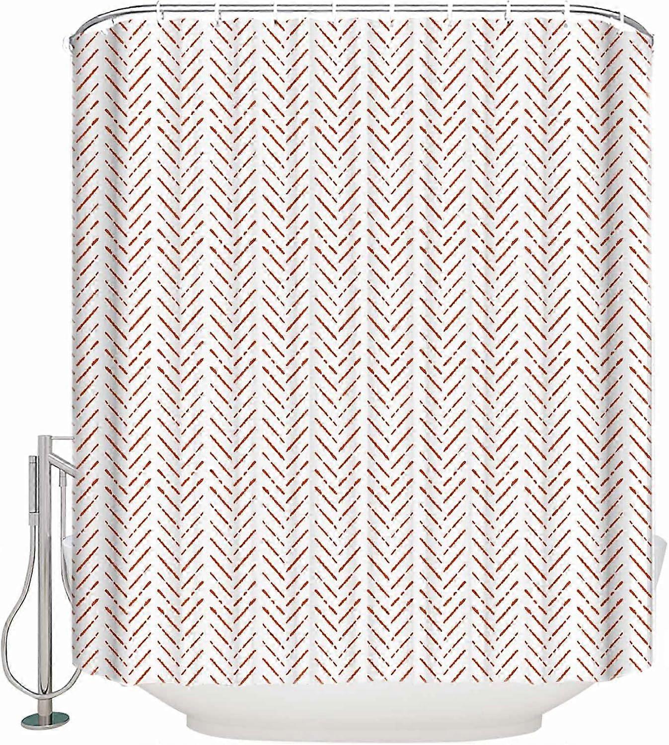 Orange White Striped Shower Curtain Set with Hook 72" x 84",Washable Cloth Polyester Fabric Shower+Curtain,Waterproof Bath Curtains for Bathroom,Showe