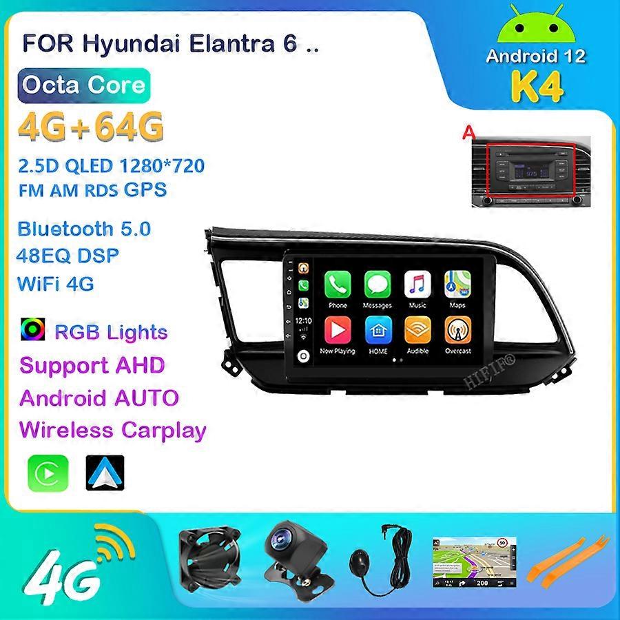 For Hyundai Elantra 6 2015 2016 2017 2018 Android 12 DSP 8 core 4G RAM 64G ROM Car Radio Navigation multimedia Player