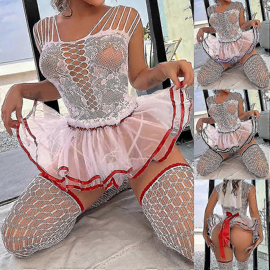 المرأة الدانتيل تكدرت بيبي دول الملابس الداخلية جوفاء خارج اللباس مصغرة شير شبكة الملابس الداخلية اللباس ملابس النوم (بدون سراويل وجوارب)