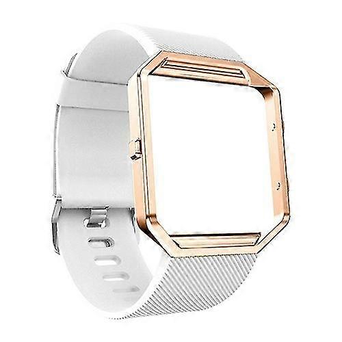 Soft Silicone Watch Band Replace Sport Strap with Rose Gold Frame for Fitbit Blaze