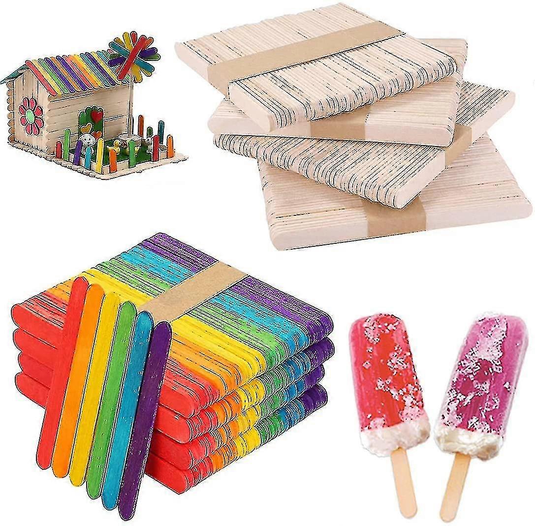 400pcs 11.4cm φυσικά ζωηρόχρωμα ξύλινα ραβδιά, ξύλο ξύλου γρανίτας πάγου Sticksdiy ξύλο