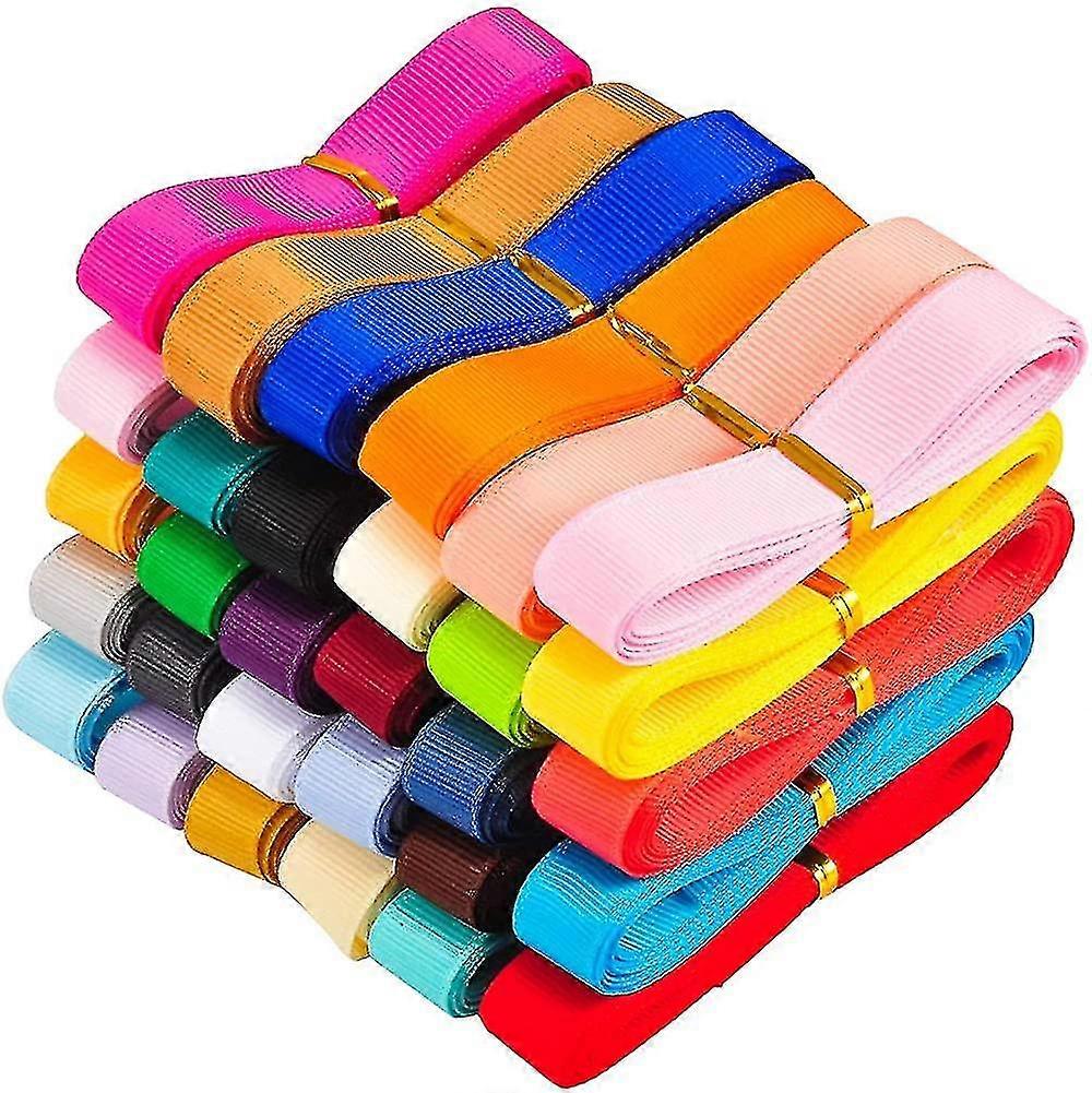 90 Yards 30 Colors Grosgrain Ribbon Mixed Color Double Face Solid Polyester Ribbon, 5/8 Inch