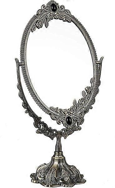 Vintage Oval Vanity Mirror with Double-Sided Swivel Base