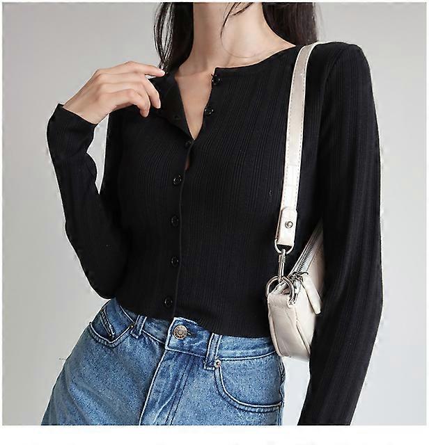 JWL- الربيع مثير منخفض القطع على شكل حرف V الرقبة بأكمام طويلة محبوك كارديجان نسائي قصير الخيط تي شيرت السرة قميص قاع قميص بلوزة ضيقة