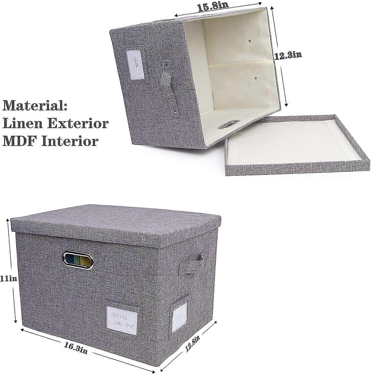 Collapsible Linen File Organizer Box, Easy To Slide File Folders, Compatible With Letter/legal Hanging Filing Organizationdurable File Storage Organiz