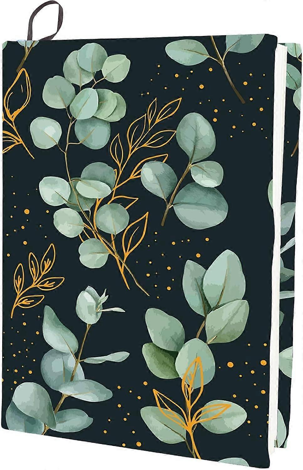 Green Leaf Stretchable Book Cover Plant Washable Reusable Large Nylon Polyester Book Protector 9.4x15.7 Inch Elastic Notebook Wraps Suitable for Most