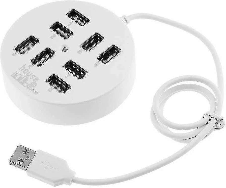 8-port Box Multi-data Transmission Usb 2.0 Hub Round Multi-port Distributor Adapter (white)
