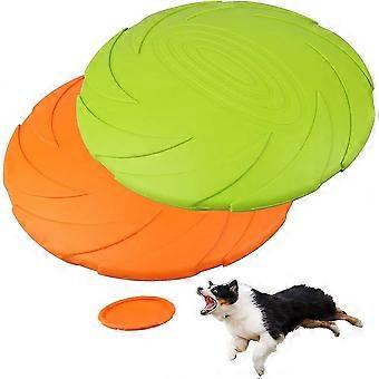Packung 7 Zoll Hund, Hund fliegende Scheibe, langlebiges Hundespielzeug, Natur Gummi schwimmende fliegende Untertasse für Wasser Pool Strand (Orange, Grün)