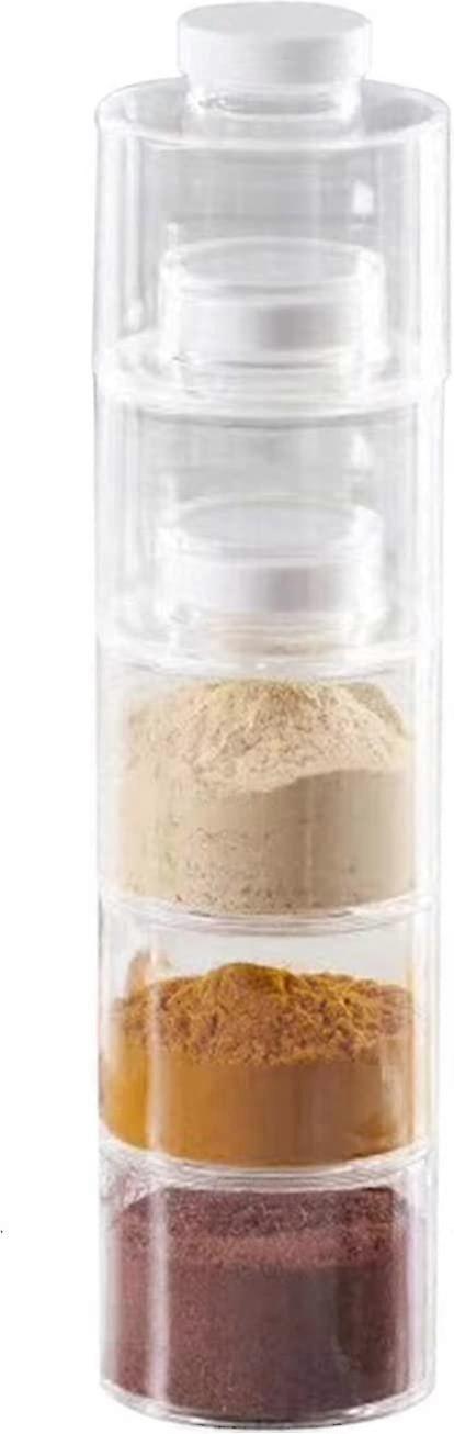 Round Shape Seasoning Jar Condiment Bottles Transparent Can Be Stacked Spices Storage Box Kitchen Utensils Cabinet Container Table Gift Box 35x8.5x8cm