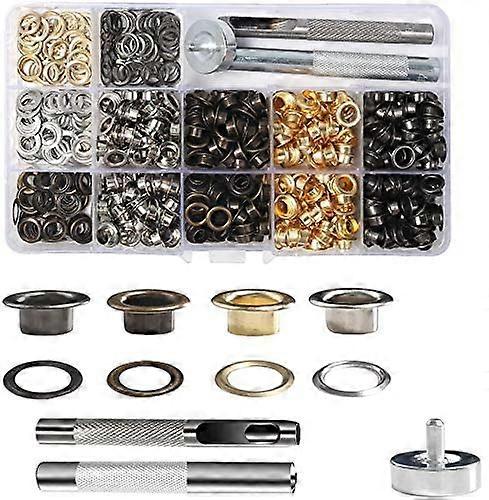 Tool kit of 400 eyelets in 4 colors with 3 tools for DIY, leather, crafts and fabric