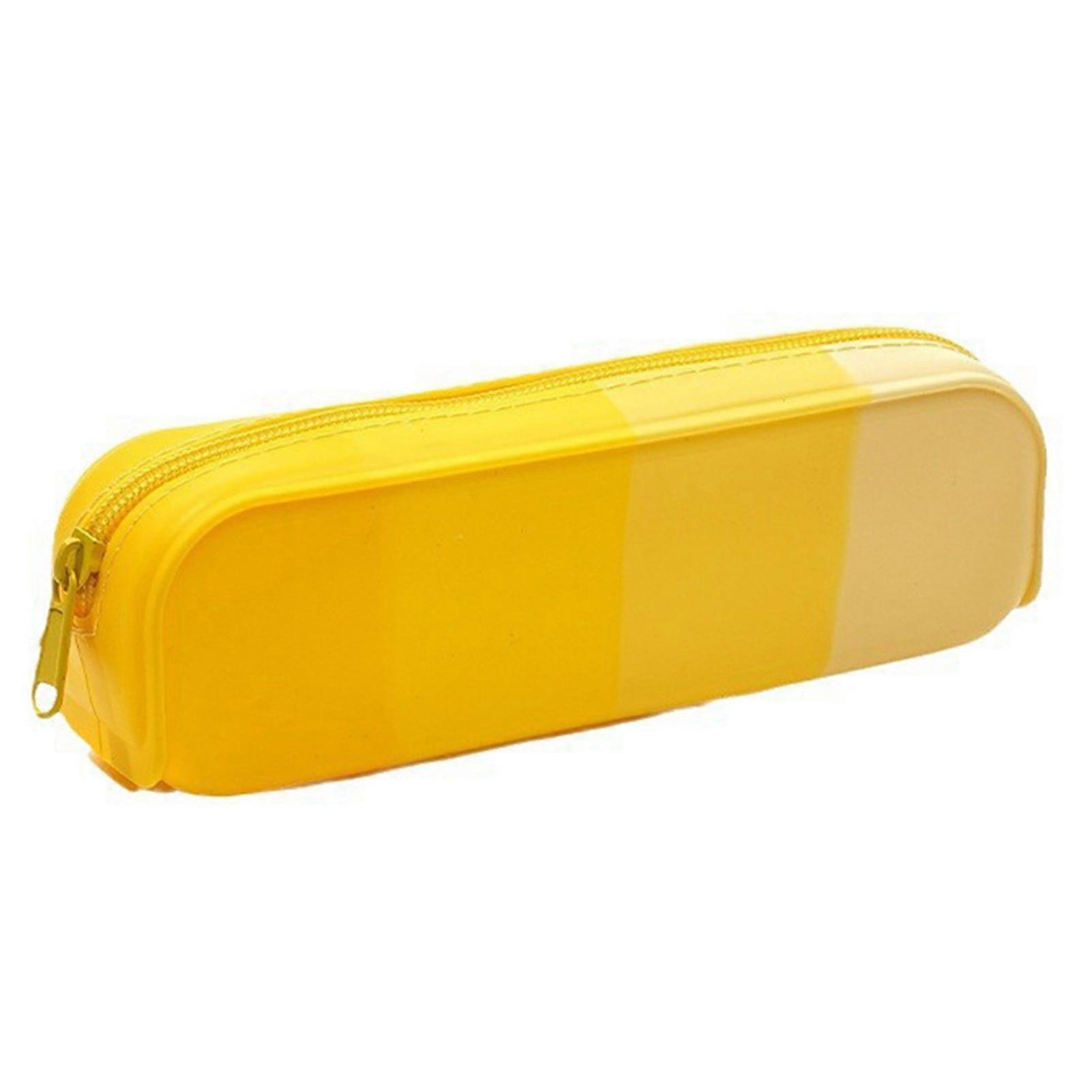 Silicone Pencil Case Gradient Color Pencil Bag Zipper Closure Lightweight Pencil Pouch Stationery Organizer