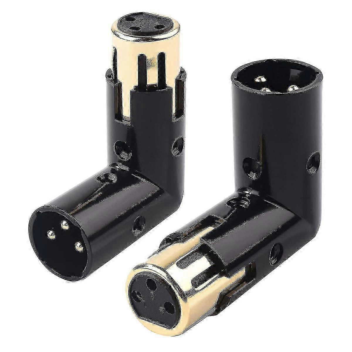 Enchufe adaptador de audio 2PCS ajustable macho a hembra Adaptador XLR de ángulo recto de 3 pines negro (adaptador XLR de 90 grados)