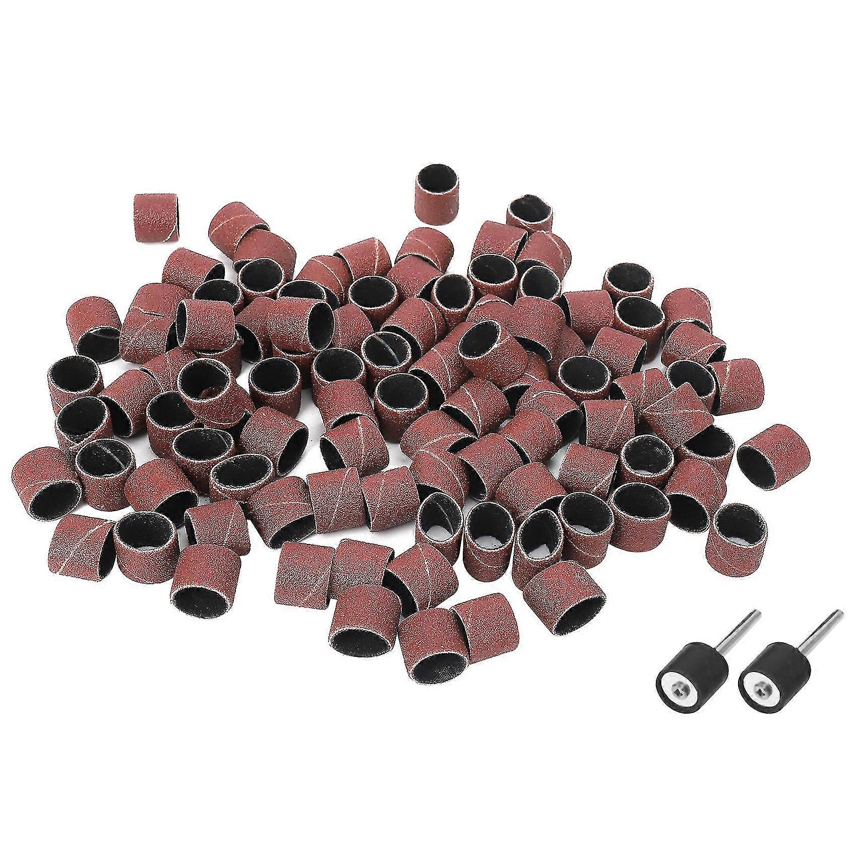 100pc 1/2" Sanding Bands Kit With 2 Sanding Drum Mandrel For Tools