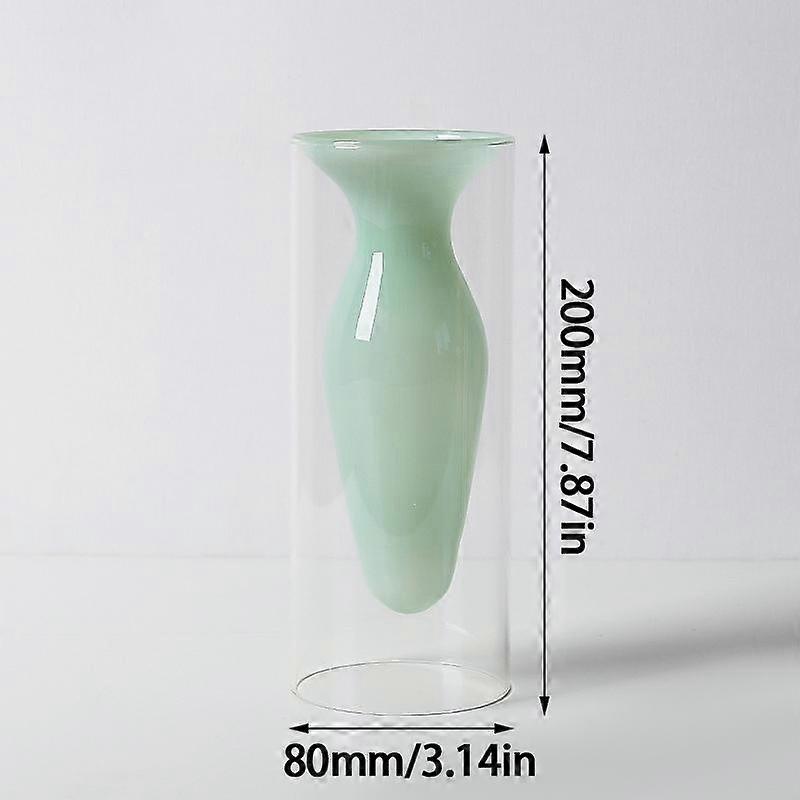 Alien Colored Glass Vase Double Glass Container Hydroponic Flower Vase
