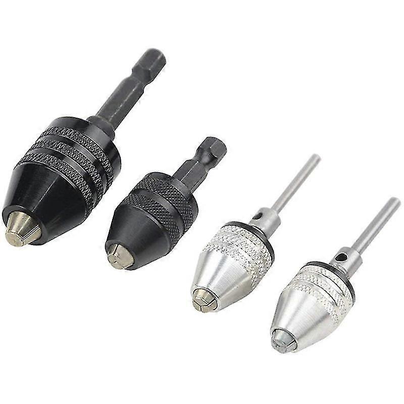 4PCS Drill Chuck Quick Change Adapter Mini 3-Jaw Drill Chuck Screwdriver Adapter Electric Drill Con