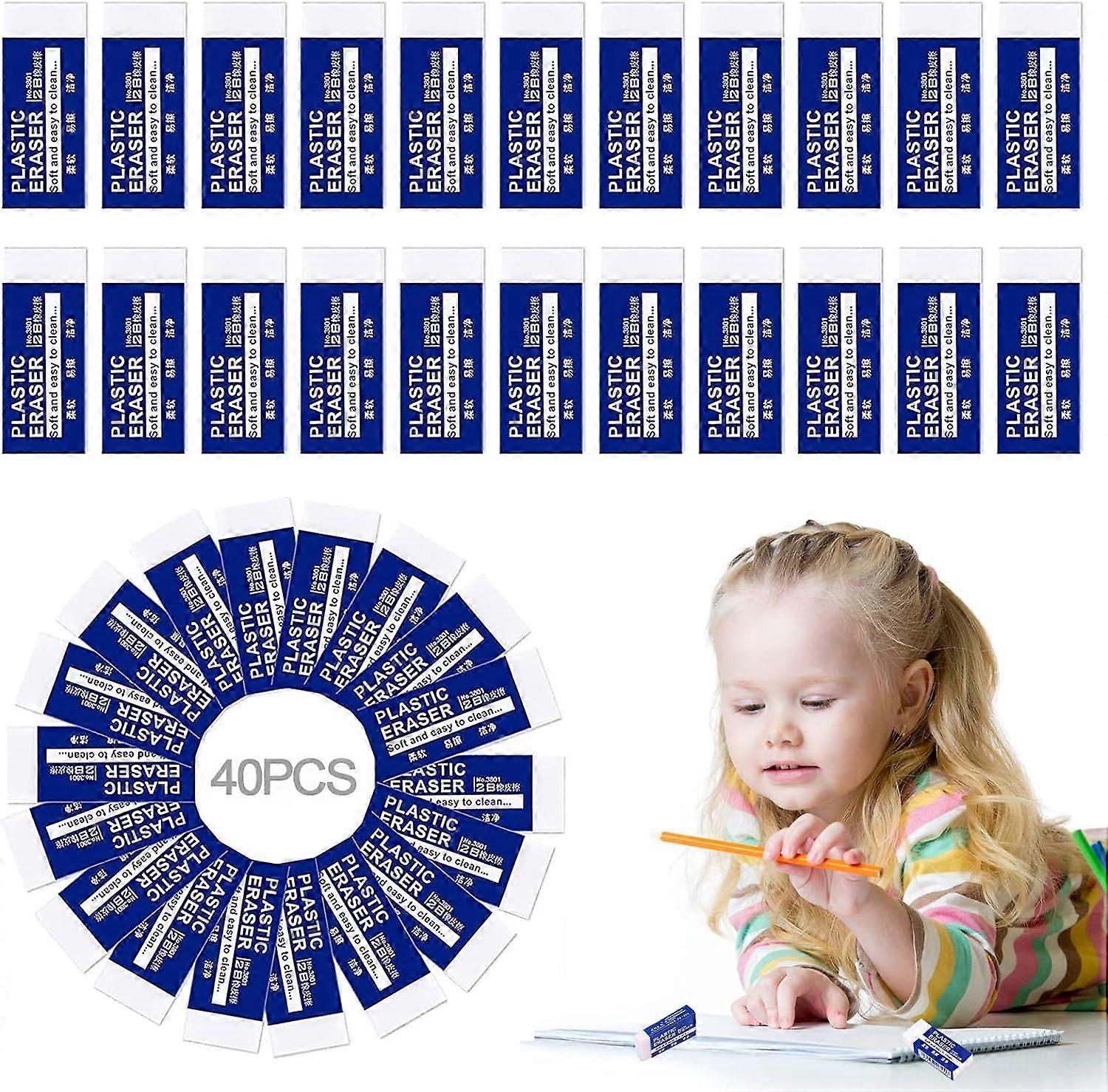 30|40 Pcs White Soft Eraser set, Durable Pencil Rubber Erasers, Soft 2B Erasers, White Erasers for Kids and Adults, Pencil Rubber Erasers Universal Us
