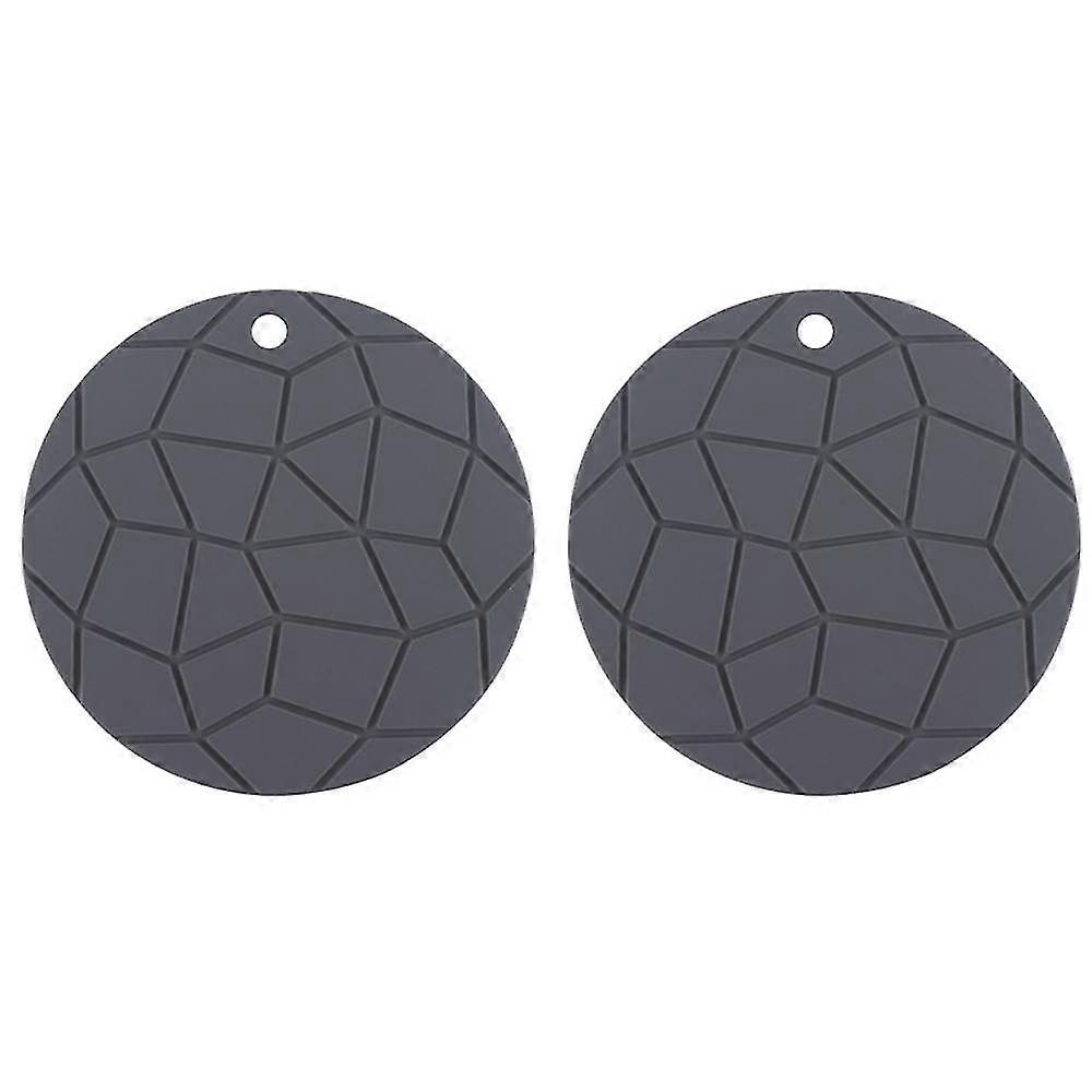 Geometric Gray Silicone Potholders, Round Trivets, Hot Pads, 2 Packdrying Mat, Non-slip Jar Opener, Utensil Rest