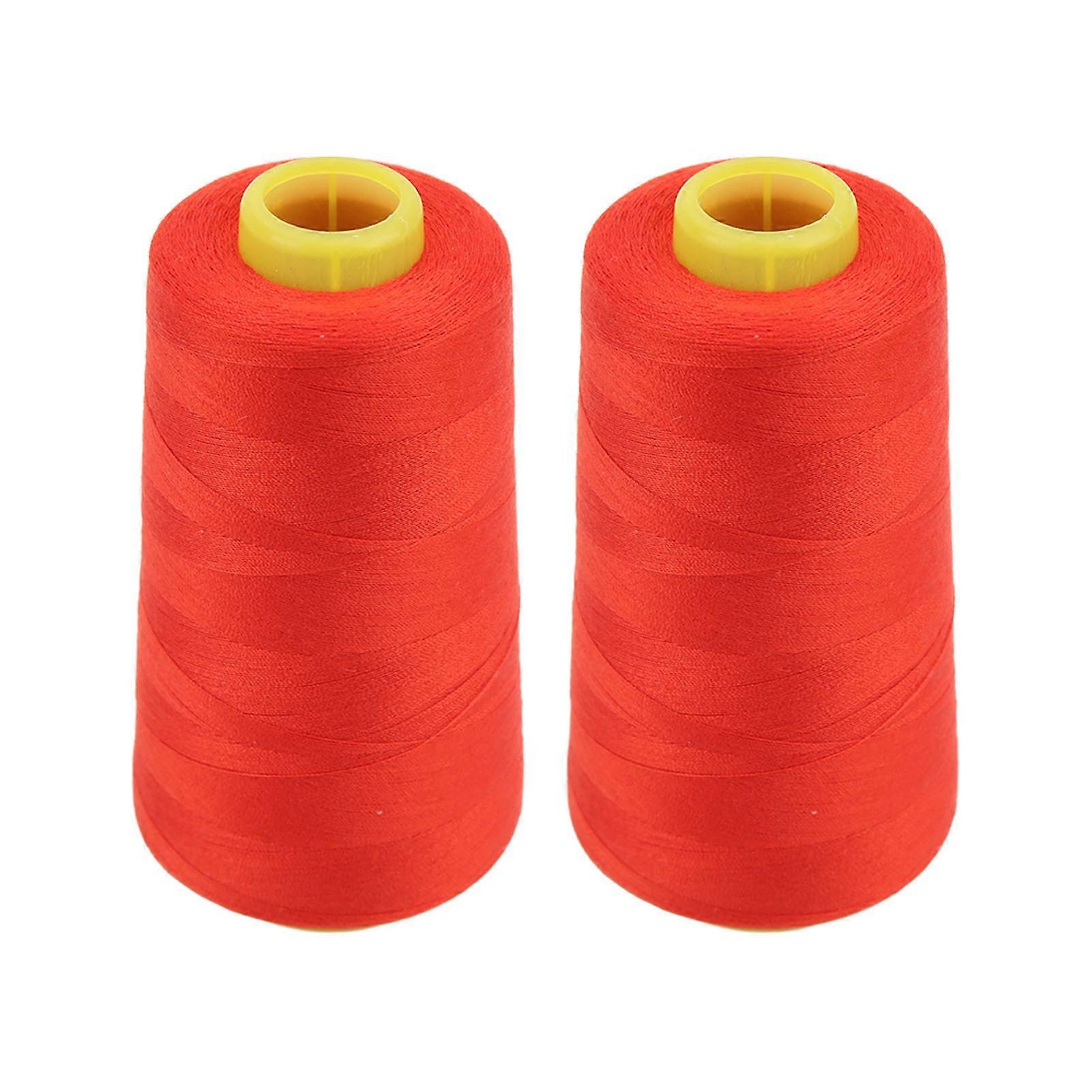 2PCS Serger Thread High Strength Sturdy Durable Polyester Red Sewing Thread for Daily Quilting Splicing