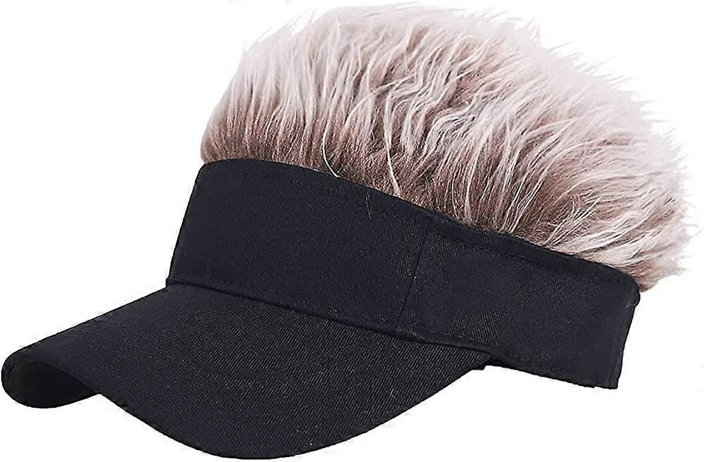 ノベルティヘアバイザーキャップ、ピークウィッグ付き調整可能ベースボールハット、ヘア付き