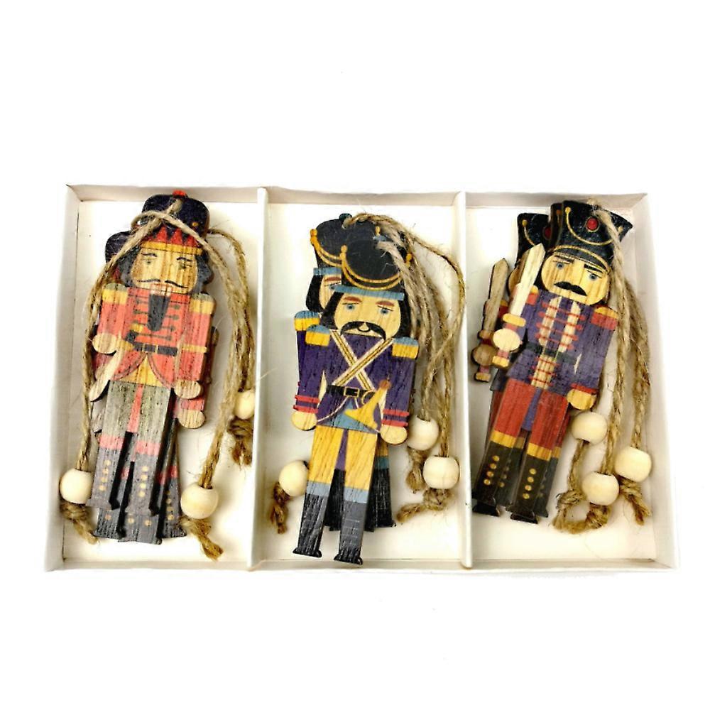 Wooden Puppet Nutcracker Soldier Christmas Tree Hanging Decor 9PCS
