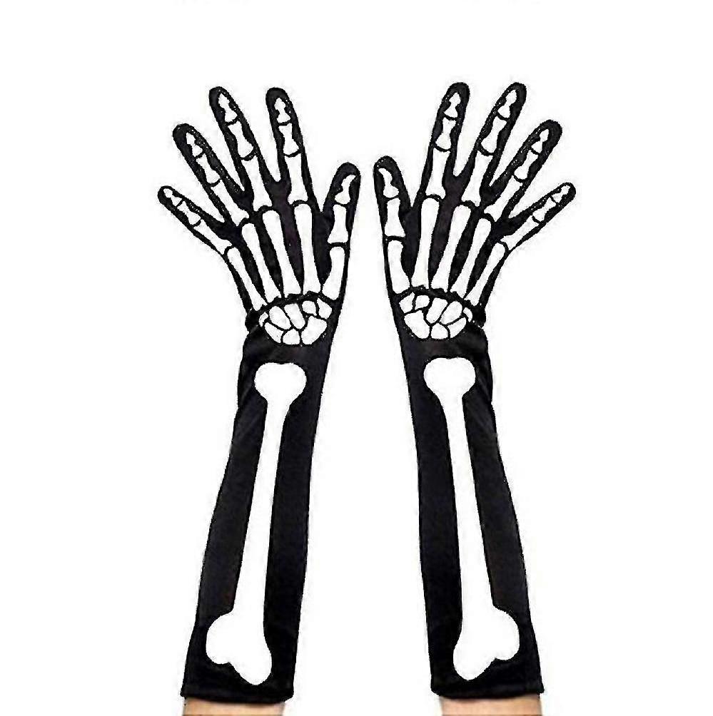 Halloween Skeleton Long Gloves With Glow Skeleton Gloves