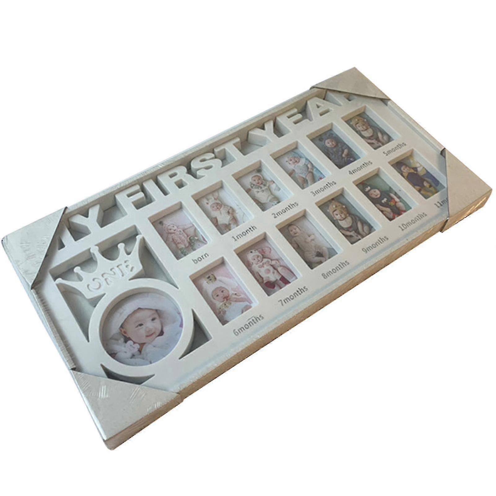 Vauvan ensimmäisen vuoden kehys Baby Keepsake Frame Memory Kodinkoristelu Pojat ja sininen