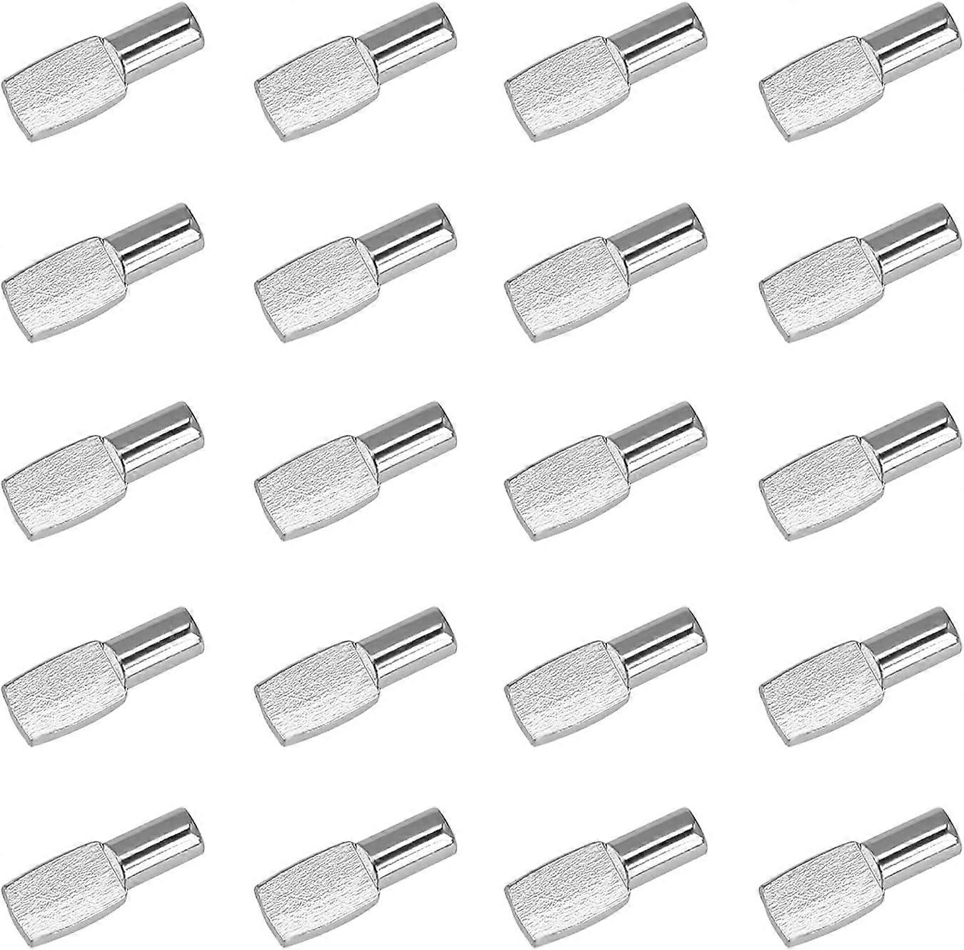 20Pcs Shelf Pins 5mm x 19mm Thickened Partition Stud Shelf Support Dowel Cleat Etagere for Entertainment Shelves Silver