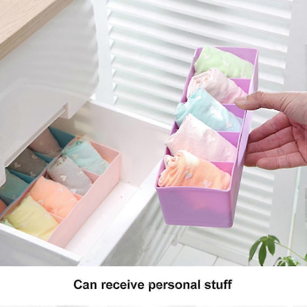 Five Grids Multifunction Underwear Socks Tiny Things Storage Box Plastic Finishing Box Drawer Desk B