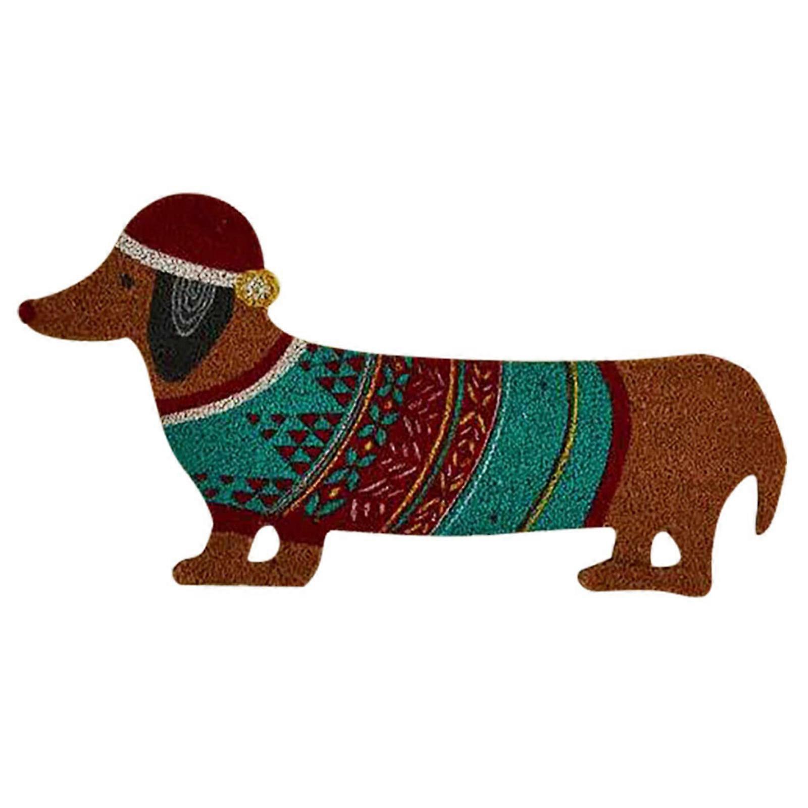 Cute Christmas Doormat,Dachshund Dog Shaped No-Slip Welcome Pad