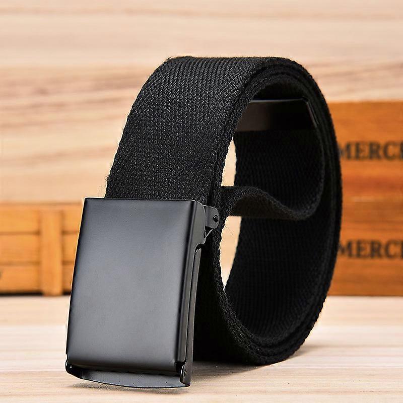 Cut to fit Flip-Top Canvas Belt Solid Black Military Buckle