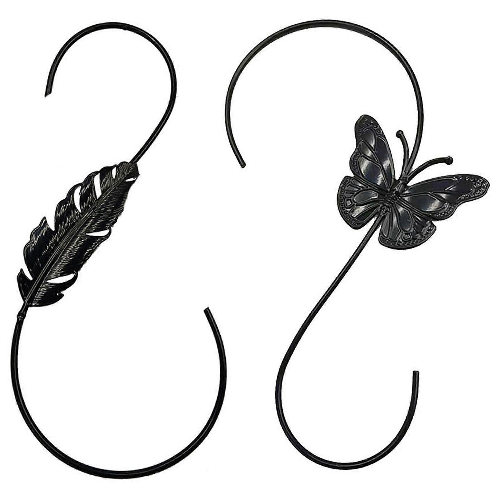 2 Pieces Bird Feeder Hanger Large Black S Shape Hook for Hanging for Railing
