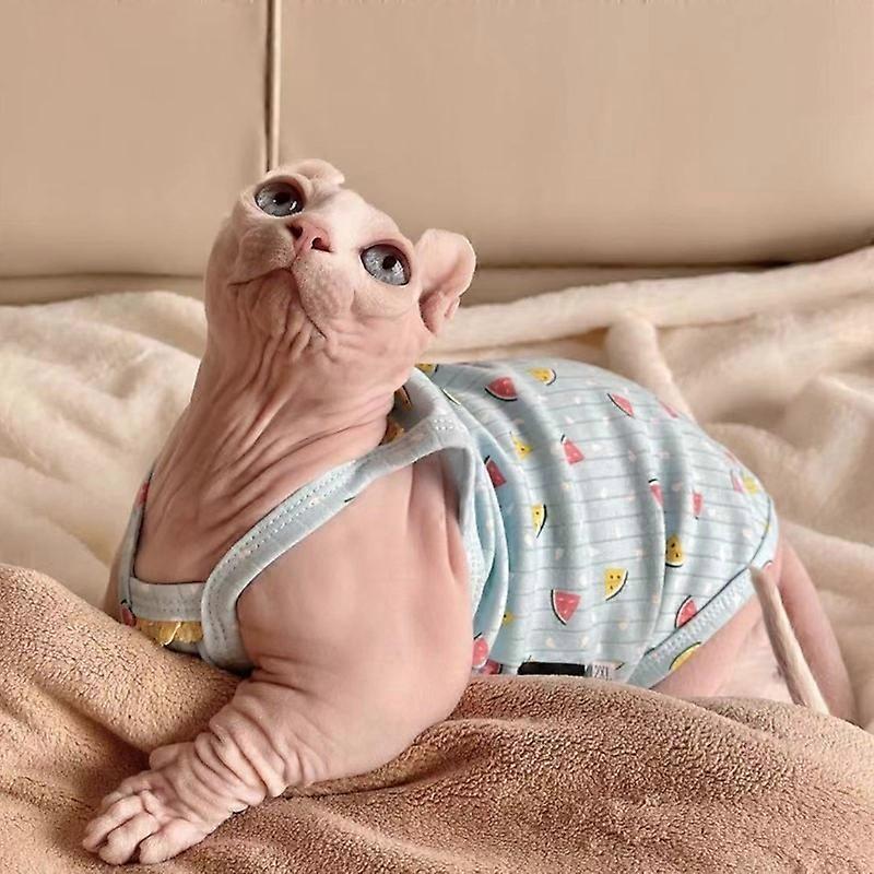 Sphynx Cat Clothes Dog Kittens Cotton Shirt in Fruit printing Coat for Pet Sphynx Vest Cute Pajamas for Spring Summer Outwear