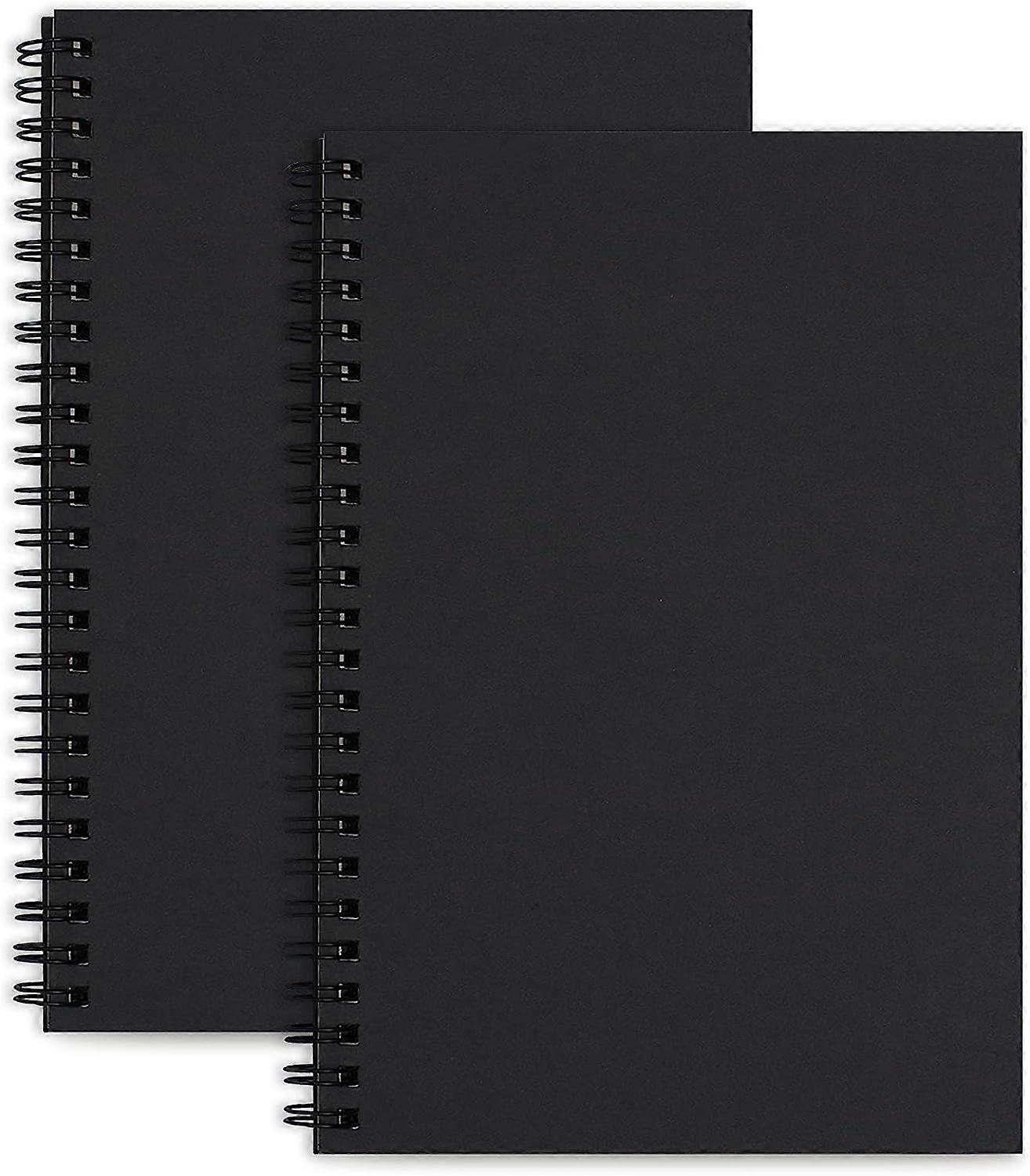 2 Pack A5 Spiral Notebook 100 Pages Blank Sketchbook Pad Unlined Notebooks Soft Cover Kraft Journal 8.3"x 5.5" Memo Notepads Diary Planner, 50 Sheets
