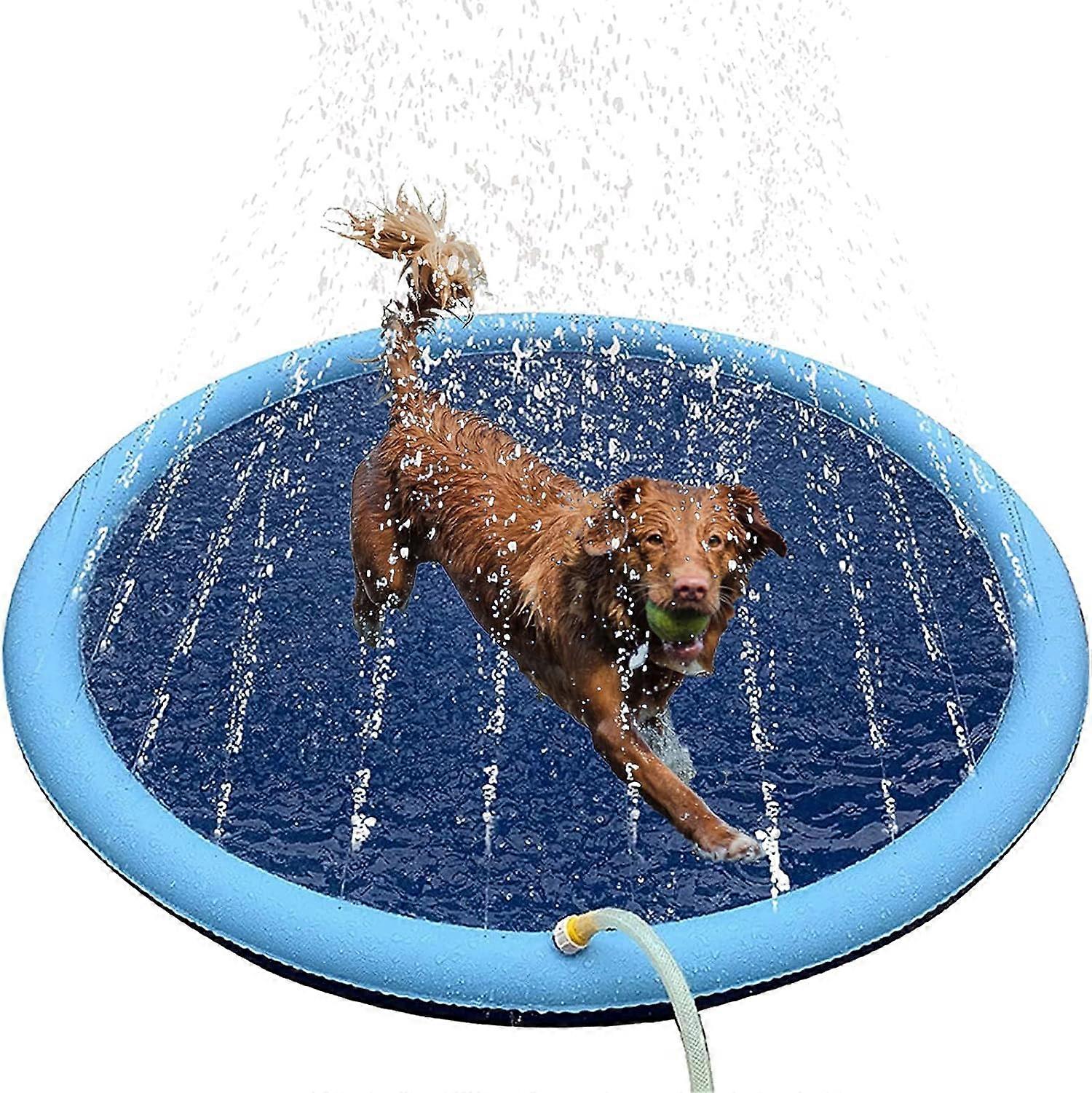 犬用スプラッシュパッド、折りたたみ式犬用スプリンクラーマット、子犬用折りたたみ式ペットバスタブ、滑り止め犬用ウォーターアクティビティ水遊びプール、夏の屋外パドリングおもちゃ
