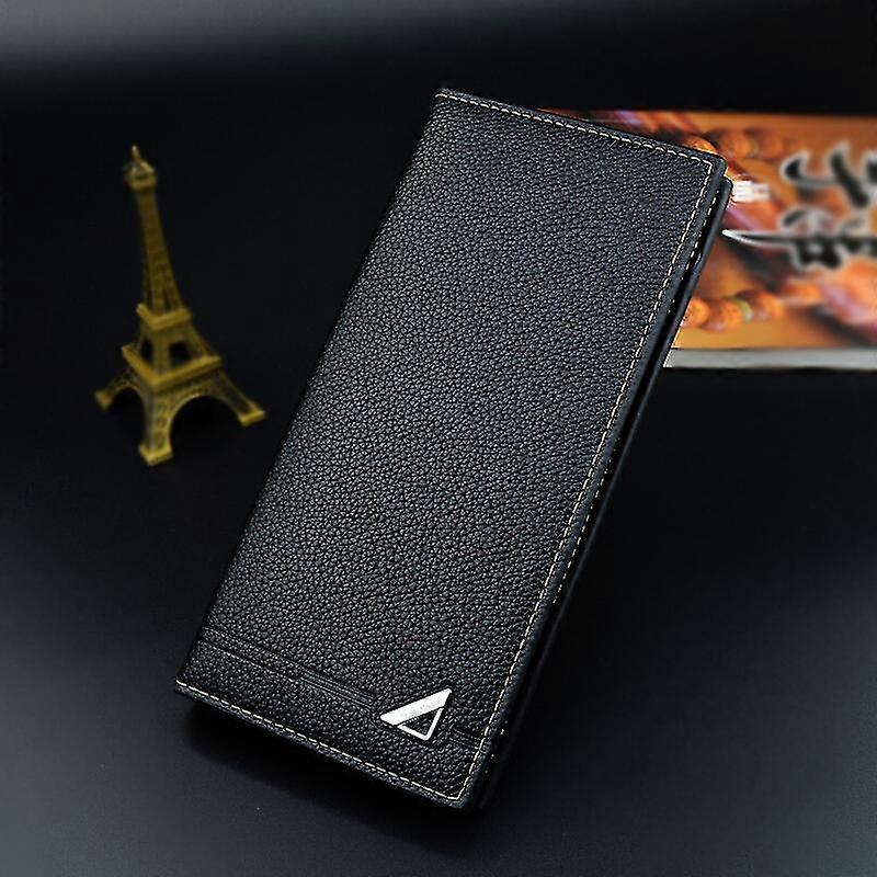 1pieces Classic Wallet Blackorangemen's Wallet Cm Genuine Leather Coin Purse With Rfid/nfc 13 Blocking Credit Card Holder, 2 Bill Compartment, Large C