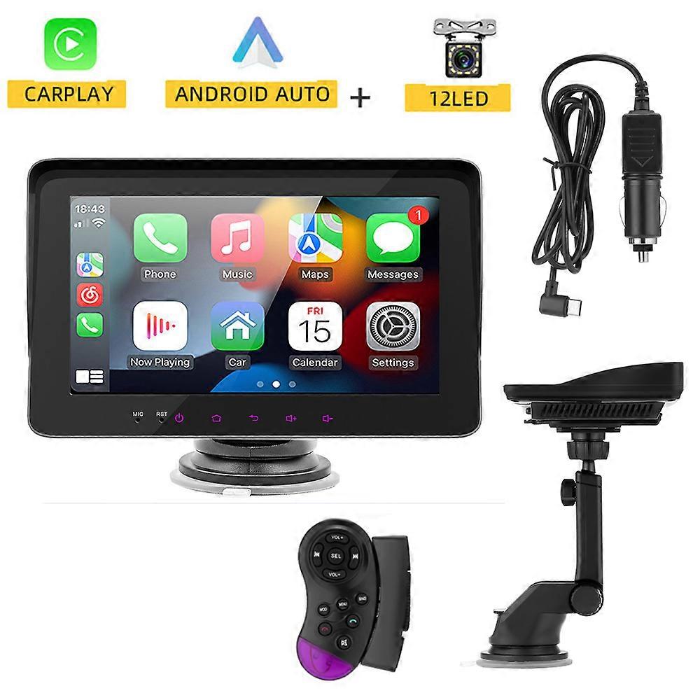 Gearec Radio Mobil 7 Inci Portabel Nirkabel Apple CarPlay Android Stereo Otomatis Multimedia Layar Sentuh Navigasi Bluetooth