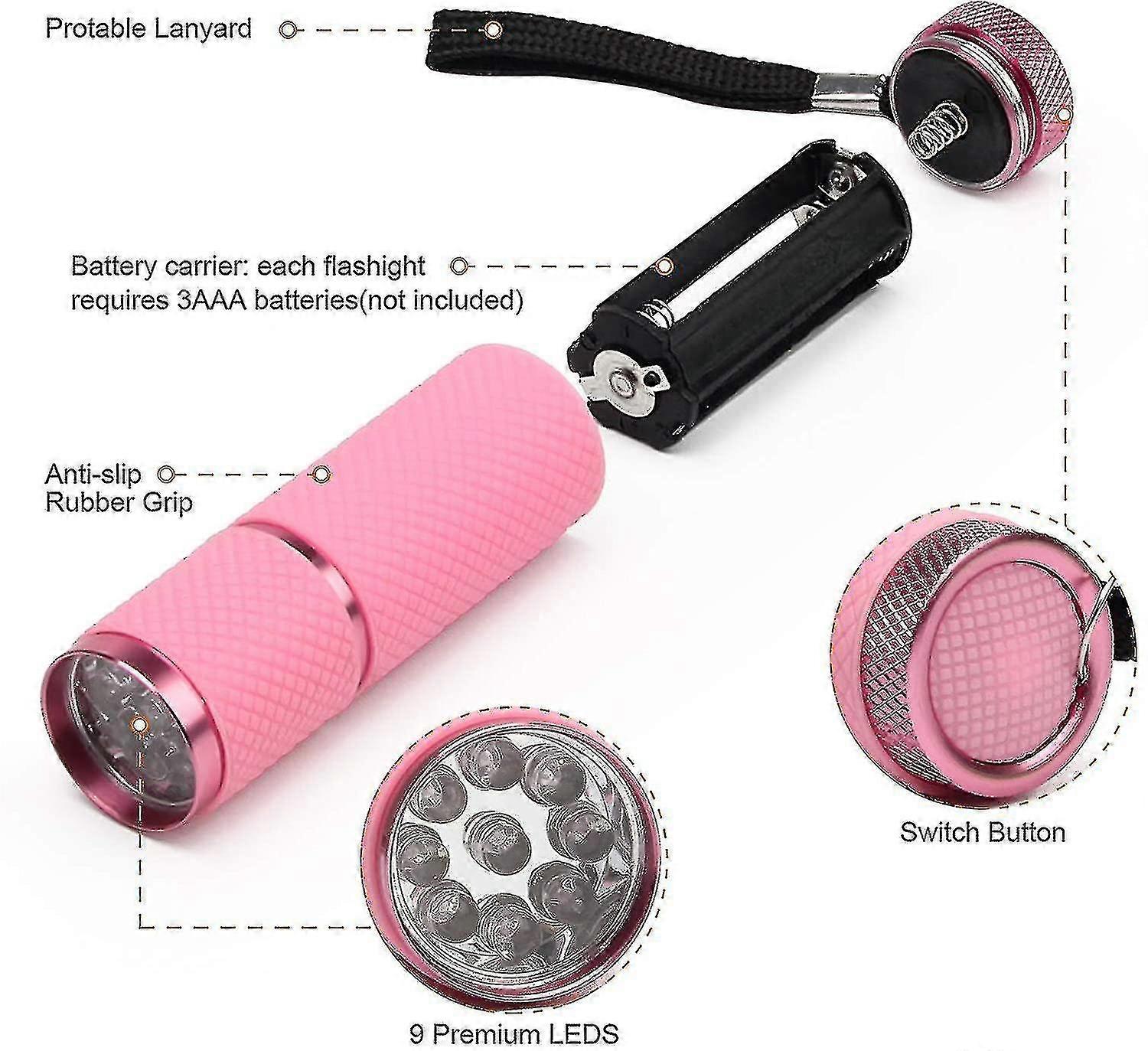 3pcs Led Flashlight, Small Glow Flashlights With 9 Led Lights-yyc