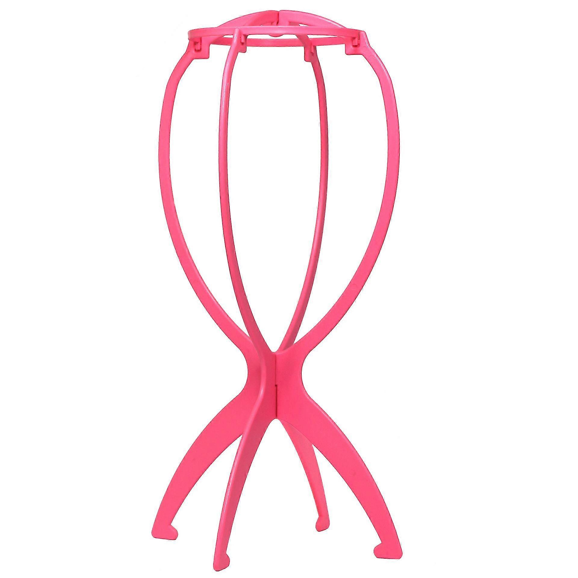 A Set Of 6 Plastic Wig Racks, 3 Black+3 Pink Wig Racks, Foldable Wig/hat Display Rack